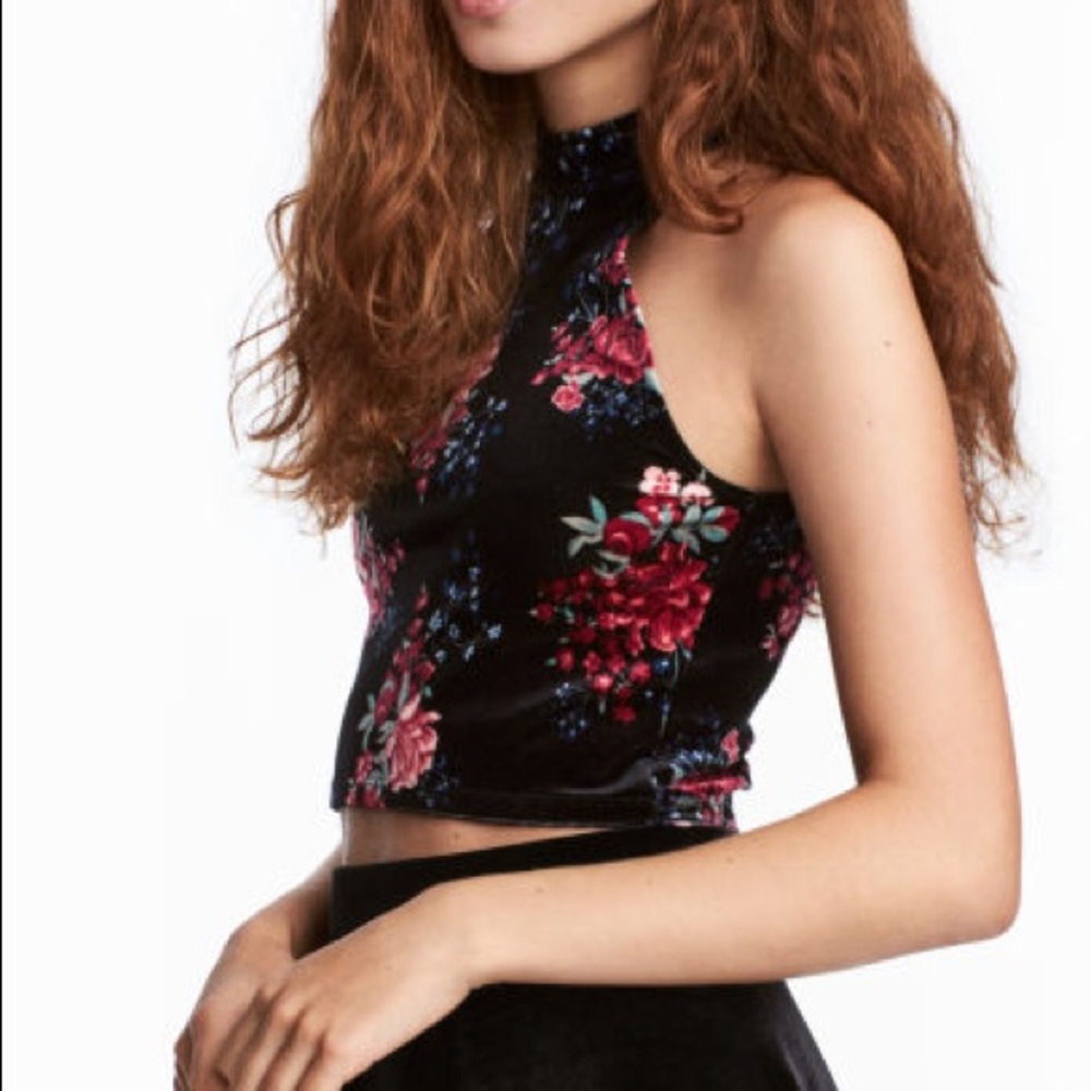 H&M Floral Sleeveless High-Neck Crop